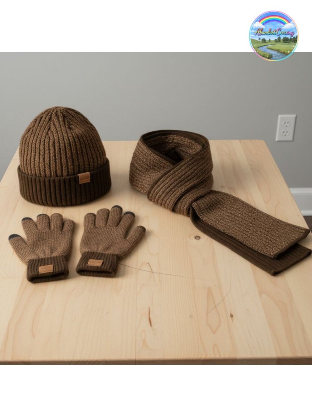 Acrylic Fleece Lined Beanie Scarf Touchscreen Gloves 3 Piece Winter Set